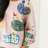 Light Pink Plaid Golfers Putting Sweatshirt | Queen Of Sparkles