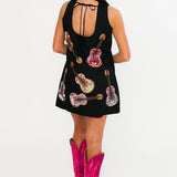 Black Multi Guitars Cotton Tank Dress