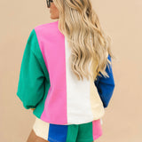 Multi Colorblock Stripe QOS Card Logo Sweatshirt | Queen Of Sparkles