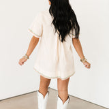 Beige Jalapeno Seed Cotton Short Sleeve Dress | Queen Of Sparkles