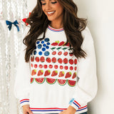 White Fruit USA Flag Sweatshirt | Queen Of Sparkles