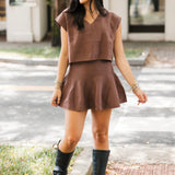 Classic Knit Sweater Skirt | Chestnut