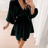 Portia Velvet Mini Dress | Uncut Emerald