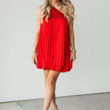 Shine Asymmetrical Mini Dress | Ruby Red