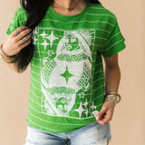 Green Football Field Queen Card Logo Tee | Queen Of Sparkles