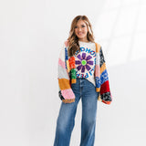 Color Block Knit Cardigan | Rainbow