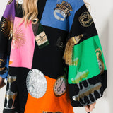 Multi Checkered NYE Icon Bubble Sleeve Dress | Queen Of Sparkles