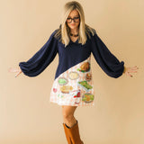 Navy & Pink Gingham Colorblock Thanksgiving Meal Collar Dress | Queen Of Sparkles