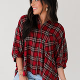 Plaid Button Down Top | Red