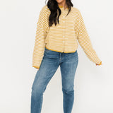 Piper Striped Cardi | Dijon Yellow