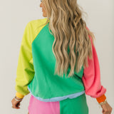 Colorblock QOS Logo Tie Sweatshirt | Queen Of Sparkles