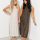 Black & Gold Full Rhinestone Active Midi Dress | Queen Of Sparkles