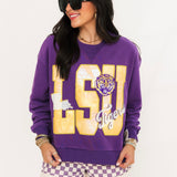 Licensed LSU Metallic Word With Icons Sweatshirt | Queen Of Sparkles