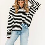 Piper Striped Cardigan | Black Ivory