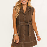 Born This Way Belted Mini Dress | Brown
