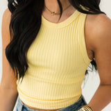 Wide Ribbed Tank Top | Pale Lemon