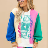 Multi Colorblock Stripe QOS Card Logo Sweatshirt | Queen Of Sparkles