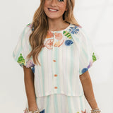 Multi Stripe Button Up Shell Short | Queen Of Sparkles