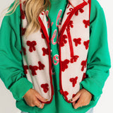 Textured Bow Vest | Red