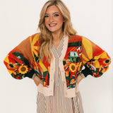 Multi Farm With Knit Sunflowers Button Up Cardigan | Queen Of Sparkles