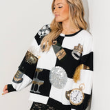 Black & White Checkered NYE Icon Sweatshirt | Queen Of Sparkles