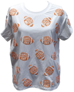 WHITE AND ORANGE 'GAME DAY' FOOTBALL TEE | QUEEN OF SPARKLES