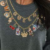Charcoal Queen & Icon Necklaces Charm Sweatshirt | Queen Of Sparkles