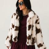 Faux Fur Jacket | Cow Print