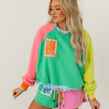Colorblock QOS Logo Tie Sweatshirt | Queen Of Sparkles
