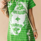 Green Football Field Queen Card Logo Tee Dress | Queen Of Sparkles