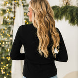 Essential Ribbed Mock Neck | Black