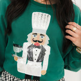 Dark Green Caviar Serving Nutcracker Sweatshirt | Queen Of Sparkles