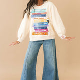 Beige School Books Sweatshirt | Queen Of Sparkles