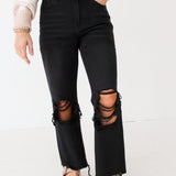 90s Vintage Crop Flare Jeans | Black