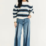 Frankie Cable Striped Pullover | Ivory Combo