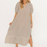 Harbor Stripe Midi Dress | Chocolate Brown