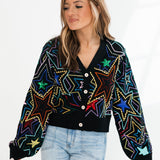 Black Multi Star Cardigan | Queen Of Sparkles