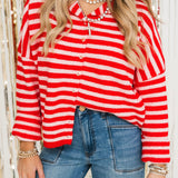 Piper Striped Cardi | Pink & Red