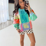 Multi Colorblock QOS Card Logo Sweatshirt | Queen Of Sparkles