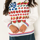 White Fruit USA Flag Sweatshirt | Queen Of Sparkles