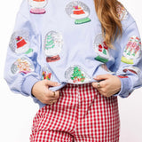 Powder Blue Christmas Snow Globe Sweatshirt | Queen Of Sparkles