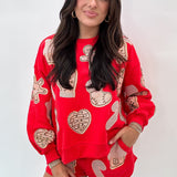 Red Fuzzy Christmas Cookie Sweatshirt