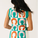 Teal Checkered Horse Shoe Knit Maxi Dress | Queen Of Sparkles