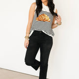 Beige & Black Striped Croissant Knit Vest | Queen Of Sparkles