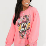 Neon Pink Queen Of Music Card Sweatshirt | Queen Of Sparkles