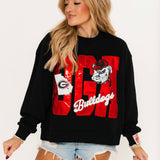 Licensed UGA Metallic Word With Icons Sweatshirt | Queen Of Sparkles