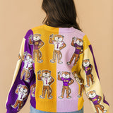 Licensed LSU Mascot Colorblock Button Up Cardigan | Queen Of Sparkles