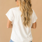 White & Yellow Sequin Flower School Bus Tee | Queen Of Sparkles