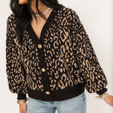 Brooke Button Up Cardigan | Chocolate Leopard
