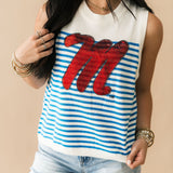 Licensed Ole Miss Mascot Striped Knit Tank | Queen Of Sparkles
